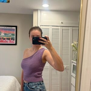 Purple knit Madewell one shoulder tank